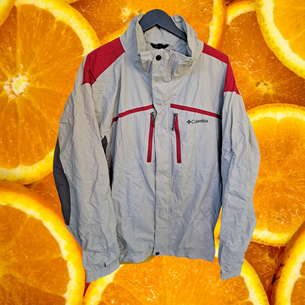 Columbia Waterproof Tan and Red Full Zip Windbreaker‎ Jacket Size 2XL